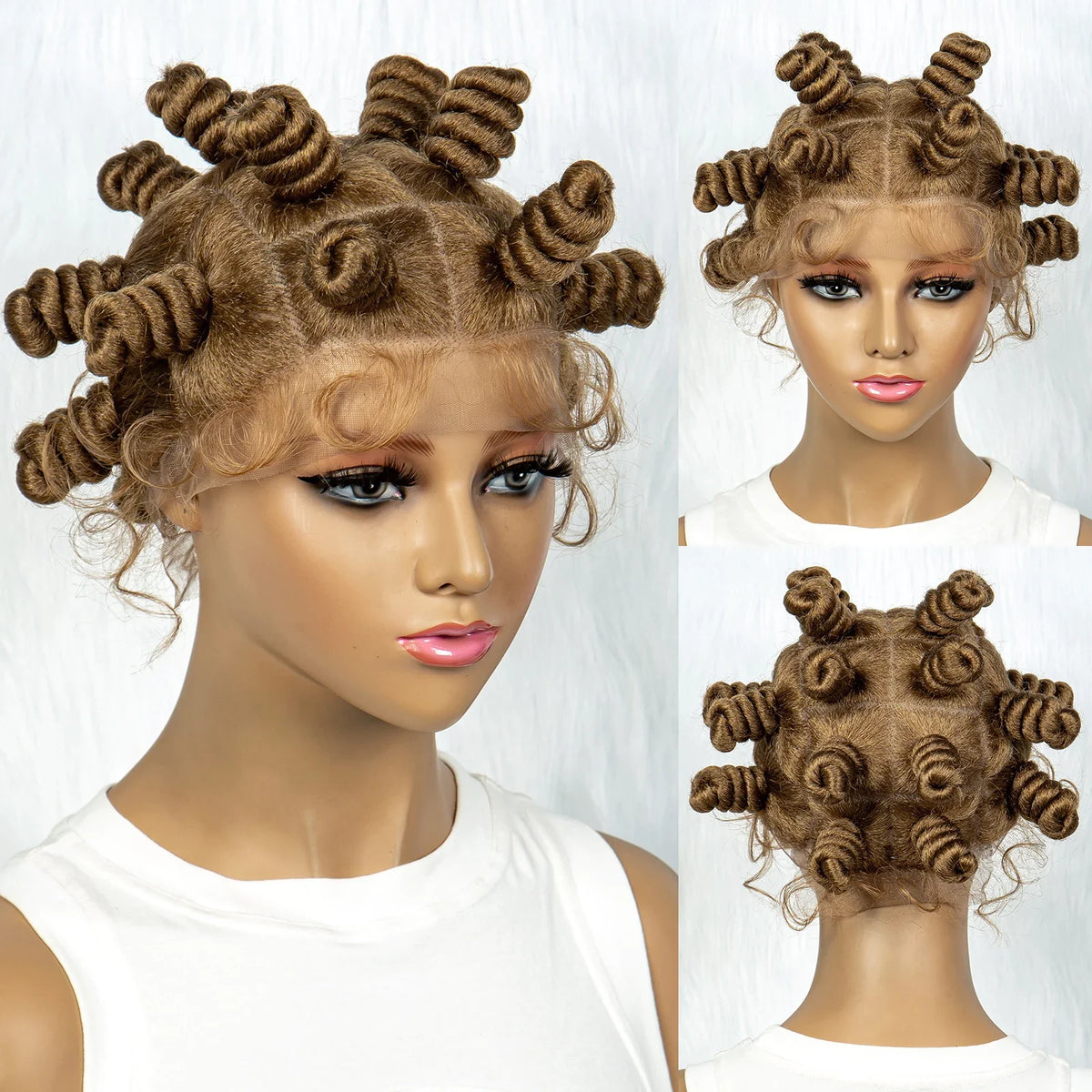 Knotless Braids Wig with Twist Buns | Full Lace African Braiding Hair