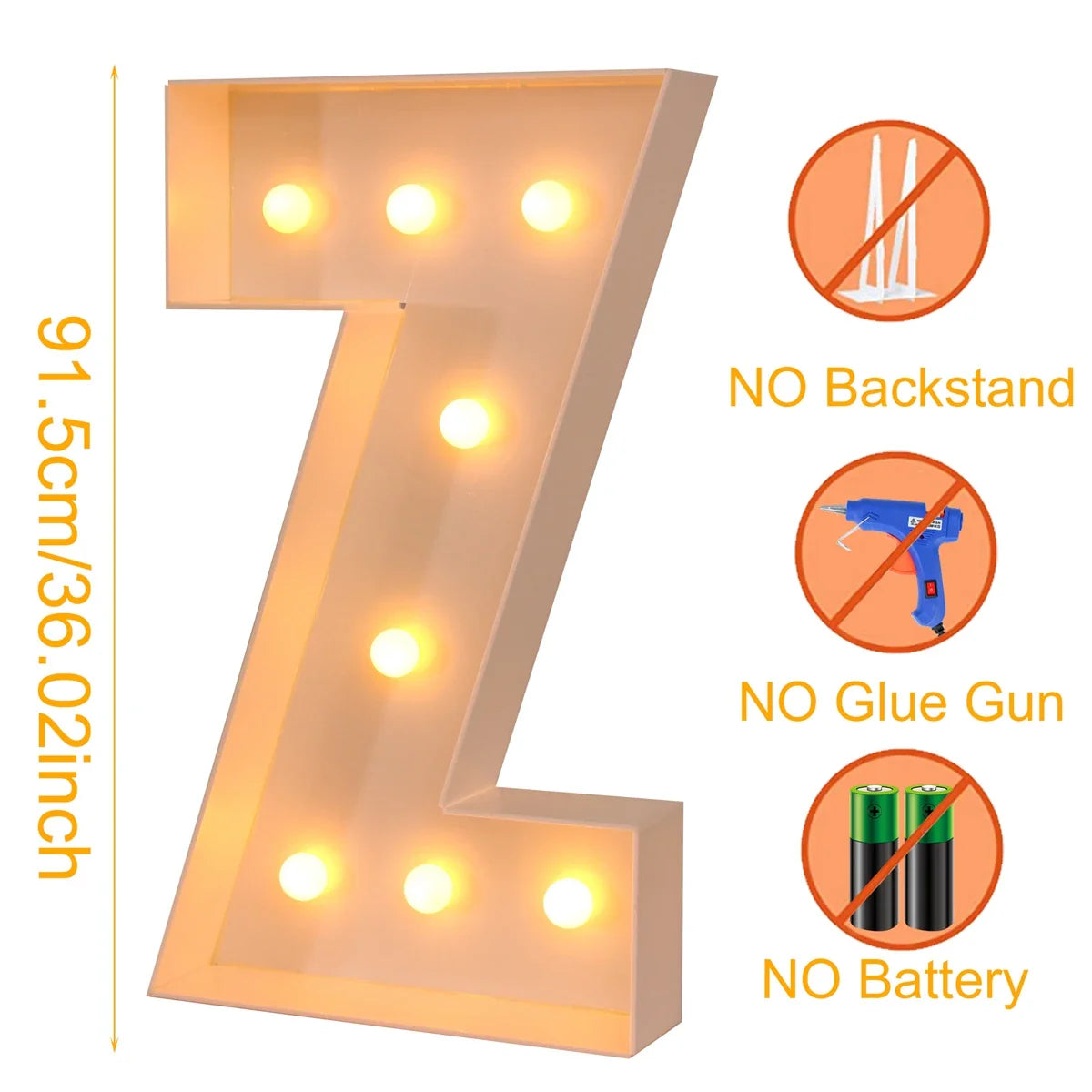 91.5CM Giant Letter Led Light Frame Box Baby Shower 1st Birthday Wedding Party Decor Christmas DIY Name Balloon Filling Box