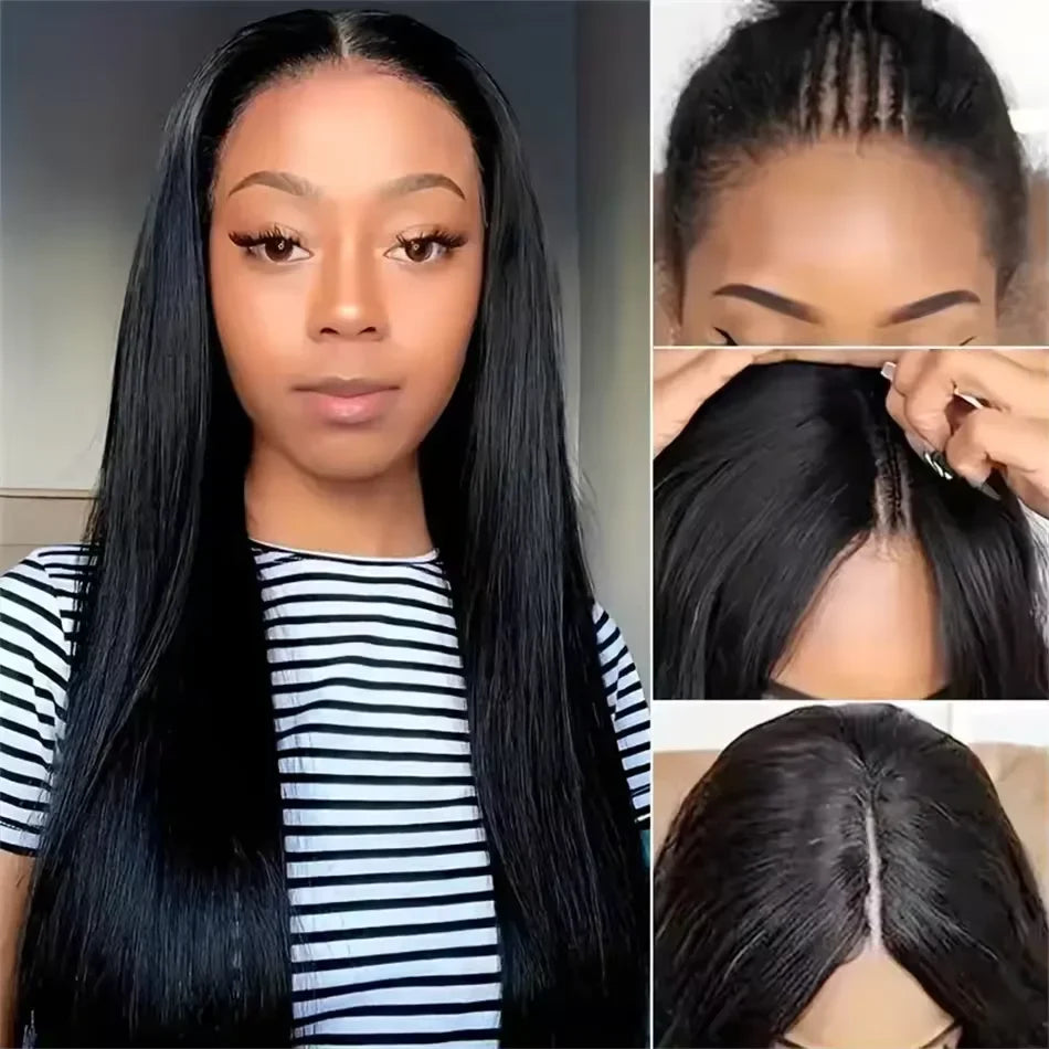 V Part Straight Human Hair Wigs for Women | 200% Density 12-32 Inch Natural Color Remy Human Hair Wig