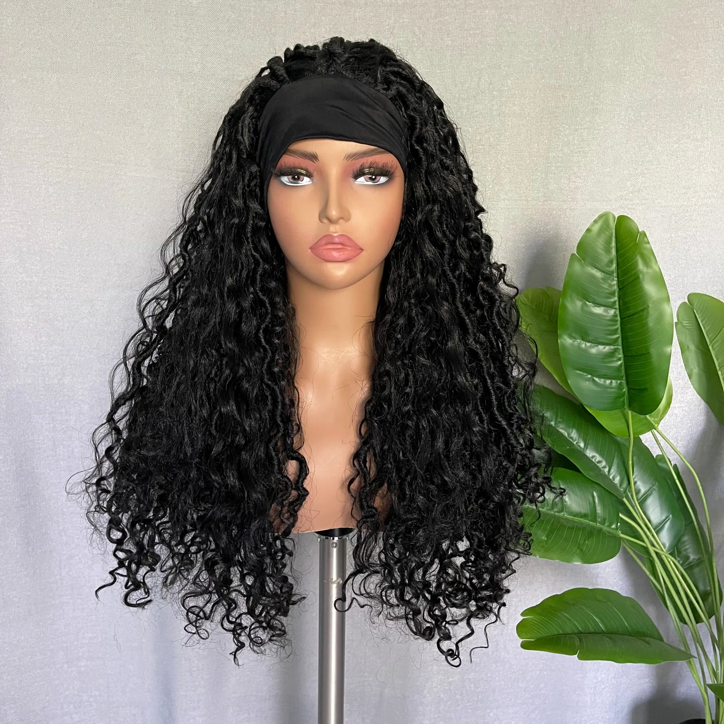 Goddess Faux Locs Headband Wig | 24" Afro Kinky Curly Passion Twist | Synthetic Braided Wig | Black Women