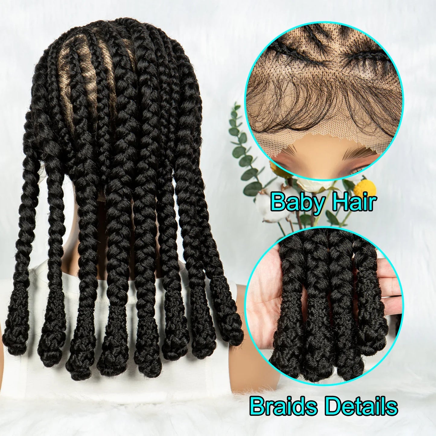 Box Braids Wig Crochet Hair Bohemian Braids Braiding Hair With  Pre-plucked Synthetic Crochet Hair for Women