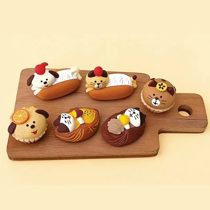 1pc ZAKKA Japanese Cat Food Bakery Coffee Shop Scene Decoration Resin Crafts Small Ornaments Croissant Donut Dessert Cupcake