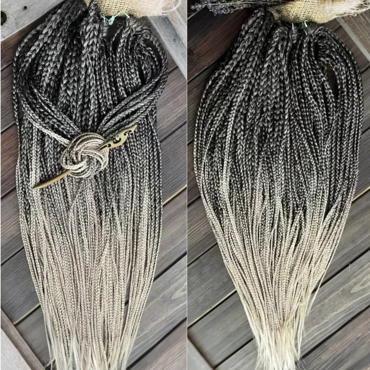 Ombre Box Braids Wig | Black to Blonde | Smooth Kanekalon Braids | Lace Front | Natural Look