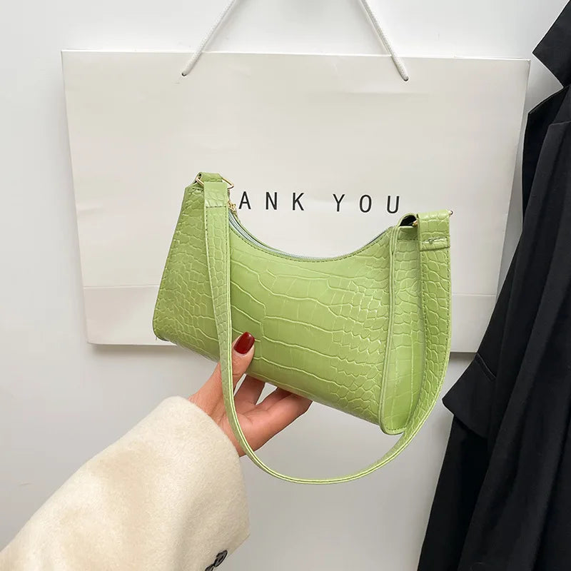 Solid Color PU Leather Women's Underarm Bag | New Luxury Designer Female Casual Shoulder Bag (Tote Clutch Purse & Banquet Handbag)