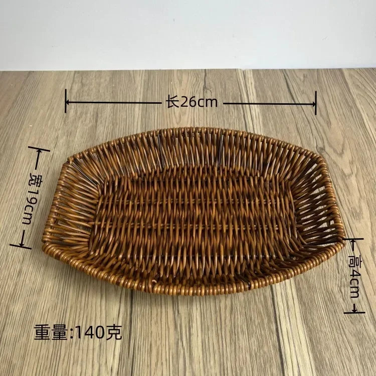 Imitation Rattan Fruit Basket Sundry Storage Basket Hand-Woven Storage Box Home Storage Supplies Tabletop Display Rattan Basket