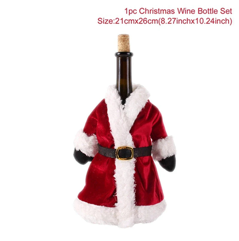Christmas Wine Bottle Cover Merry Christmas Decorations For Home 2024 Christmas Ornament Xmas Navidad Natal Gifts New Year 2025