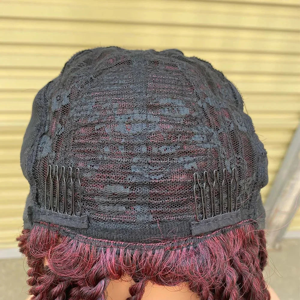 Short Ombre Bug Twist Braided Bob Wig | Crochet Hair | Synthetic African Braids | Black Women