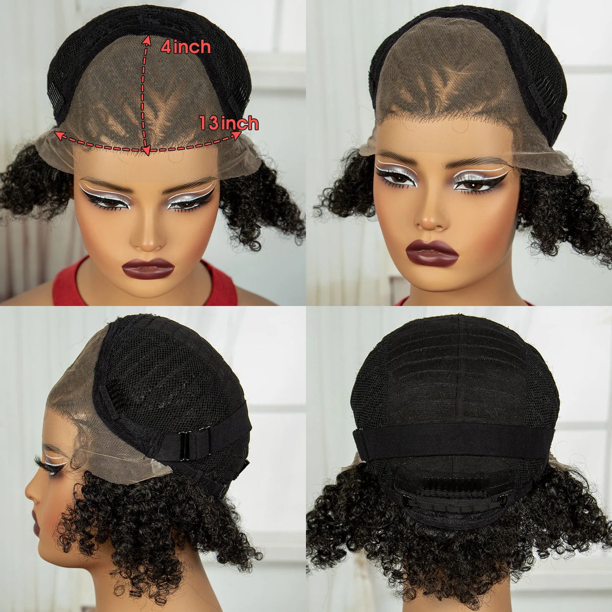 Natural Afro Kinky Curly Braids Bob Wig | Transparent Lace Front | Baby Hair