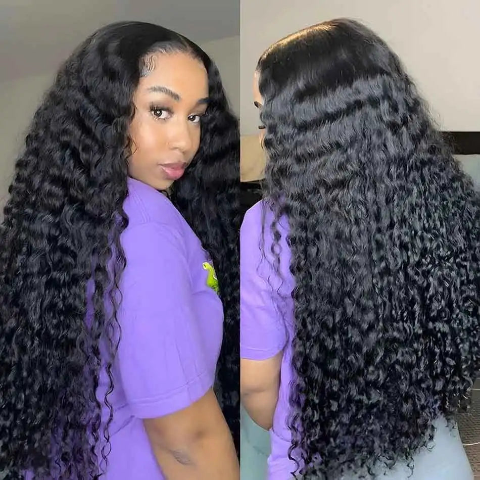 Deep Wave 13x6 HD Transparent Lace Front Human Hair Wig | Brazilian Water Wave 13x4 Lace Frontal & 4x4 Lace Wigs for Women