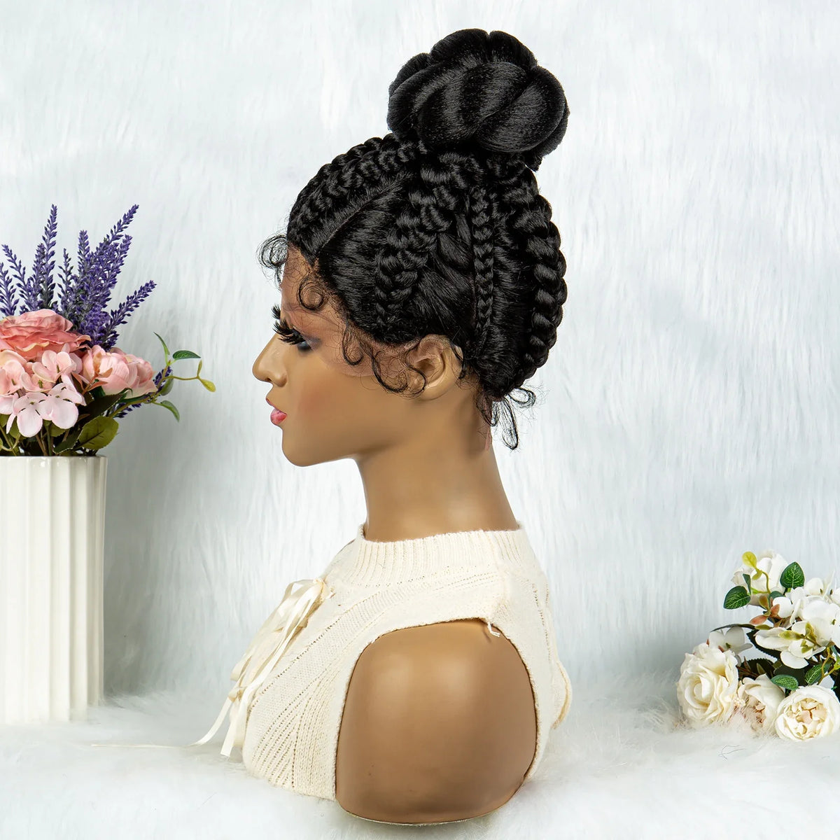 KIMA Bun Updo Braided Wig | Cornrow Style | Lace Front with Baby Hair