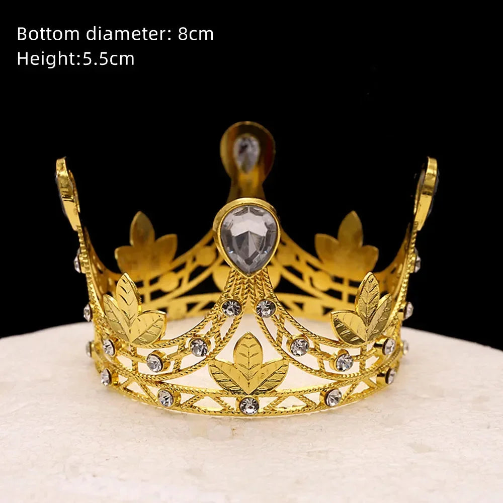 Rhinestone Crown Baking Cake Topper Headwear Decoration Children's Hair Accessories Princess Wedding Birthday Party Supplies New