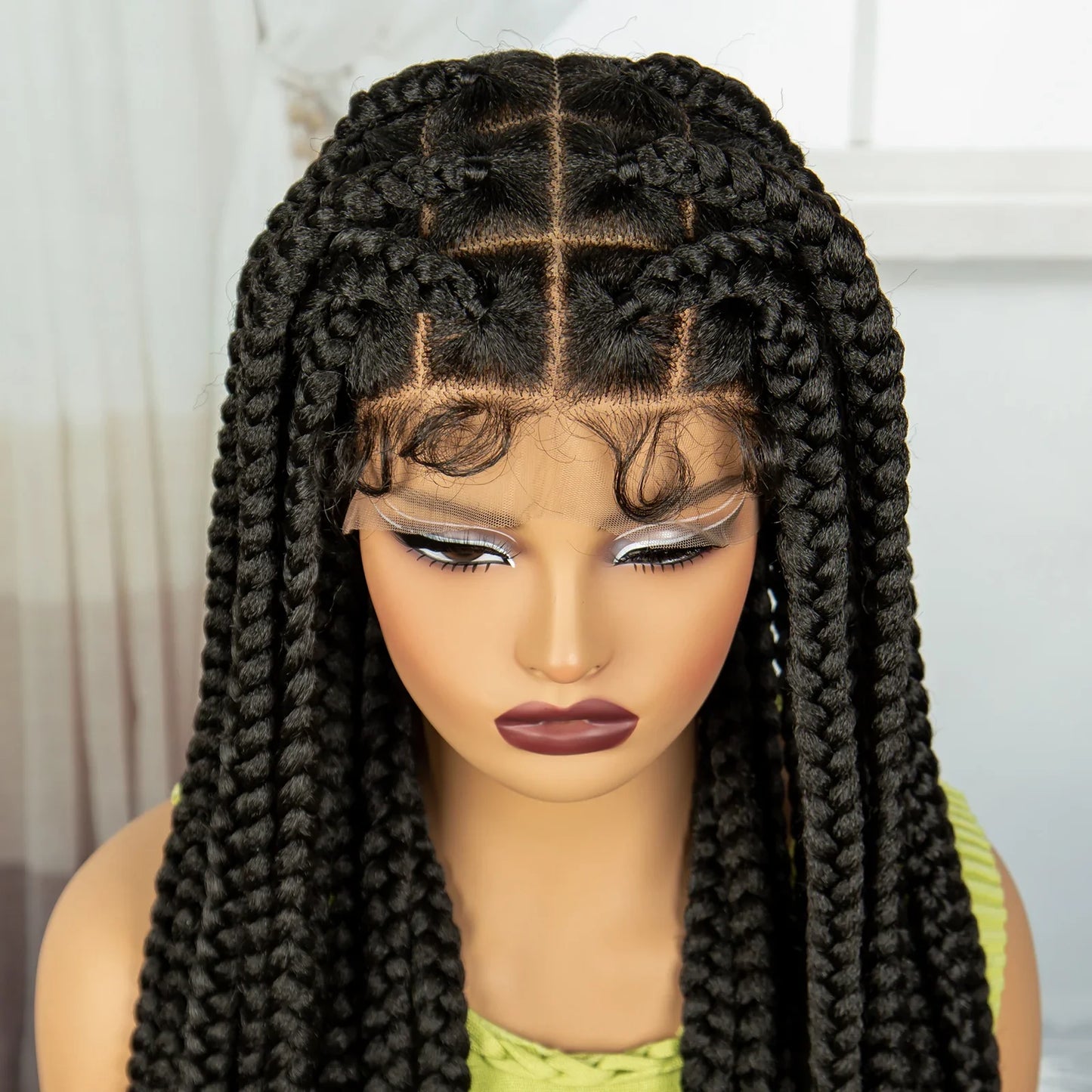 Knotless Twist Braids Full Lace Wig | Straight Synthetic Braids | Baby Hair | Black Women
