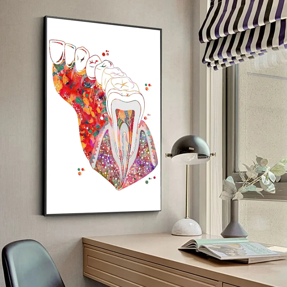 Anatomy Human Teeth Art Posters Teeth Row Teeth Illustra Poster HD Posters Home Room Bar Cafe Decor Art Wall Painting Picture