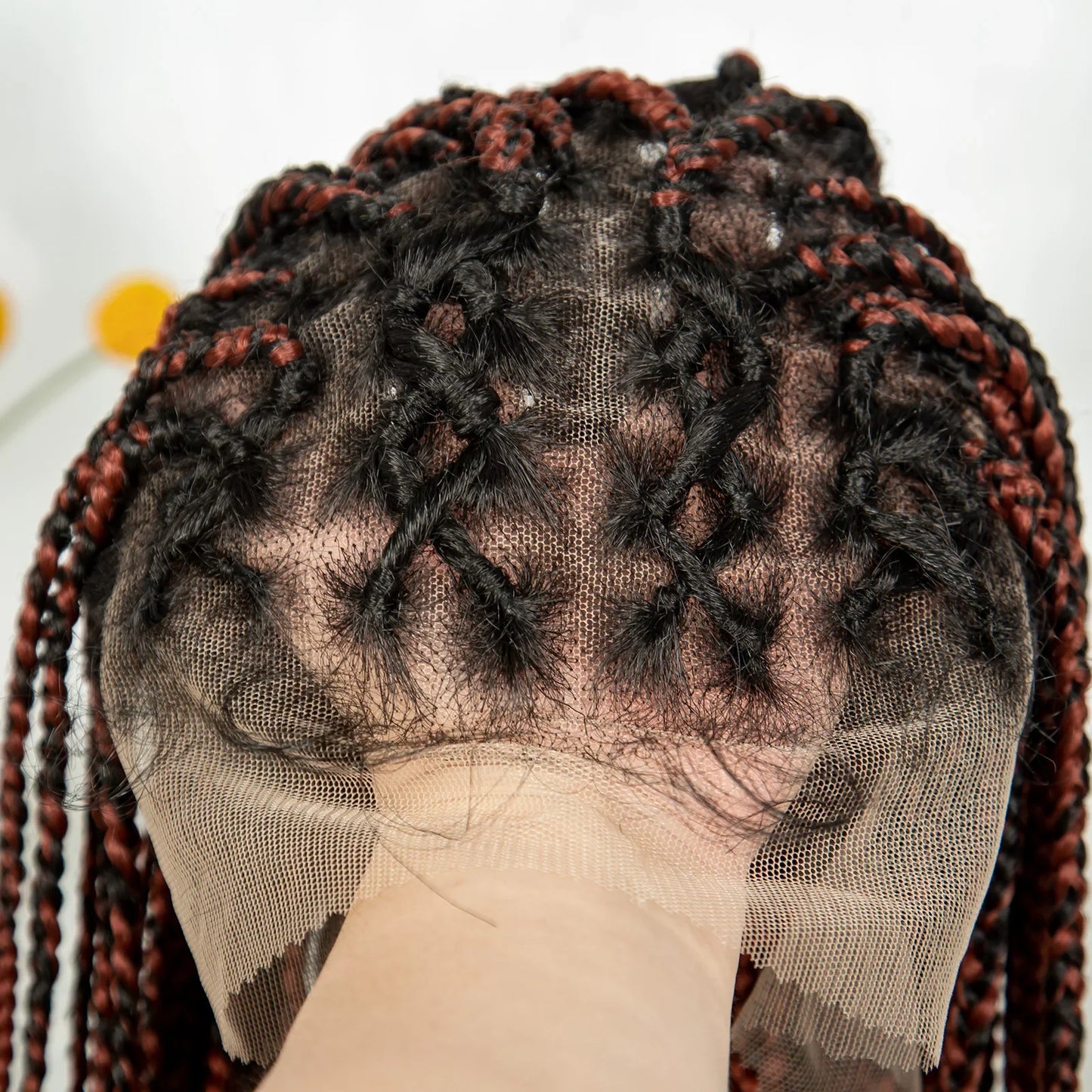 KIMA Box Braided Wig Synthetic Full Lace Braided Wig Cornrow Braids Wig With Baby Hair Transparent Lace Knotless Faux Locs Wig