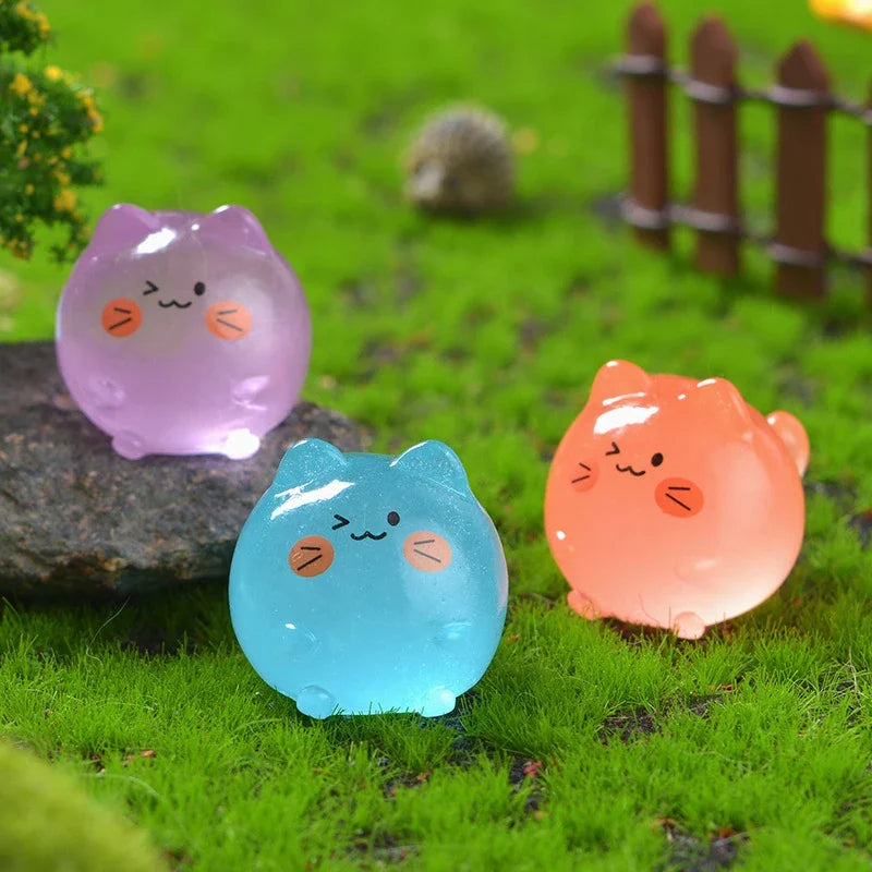 5-50pcs  Mini Cartoon Cat Luminous Ornament Crafts Miniature Figures Tiny Micro Landscape Home Decoration Accessories Gifts