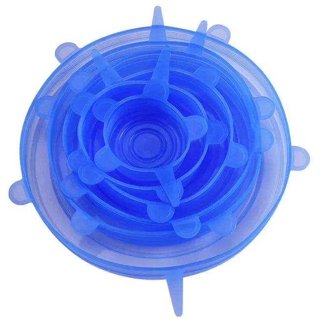 6PCS Food Grade Silicone Bowl Covers – Universal Elastic Round Lids with Airtight Seal – Reusable Kitchen Food Savers