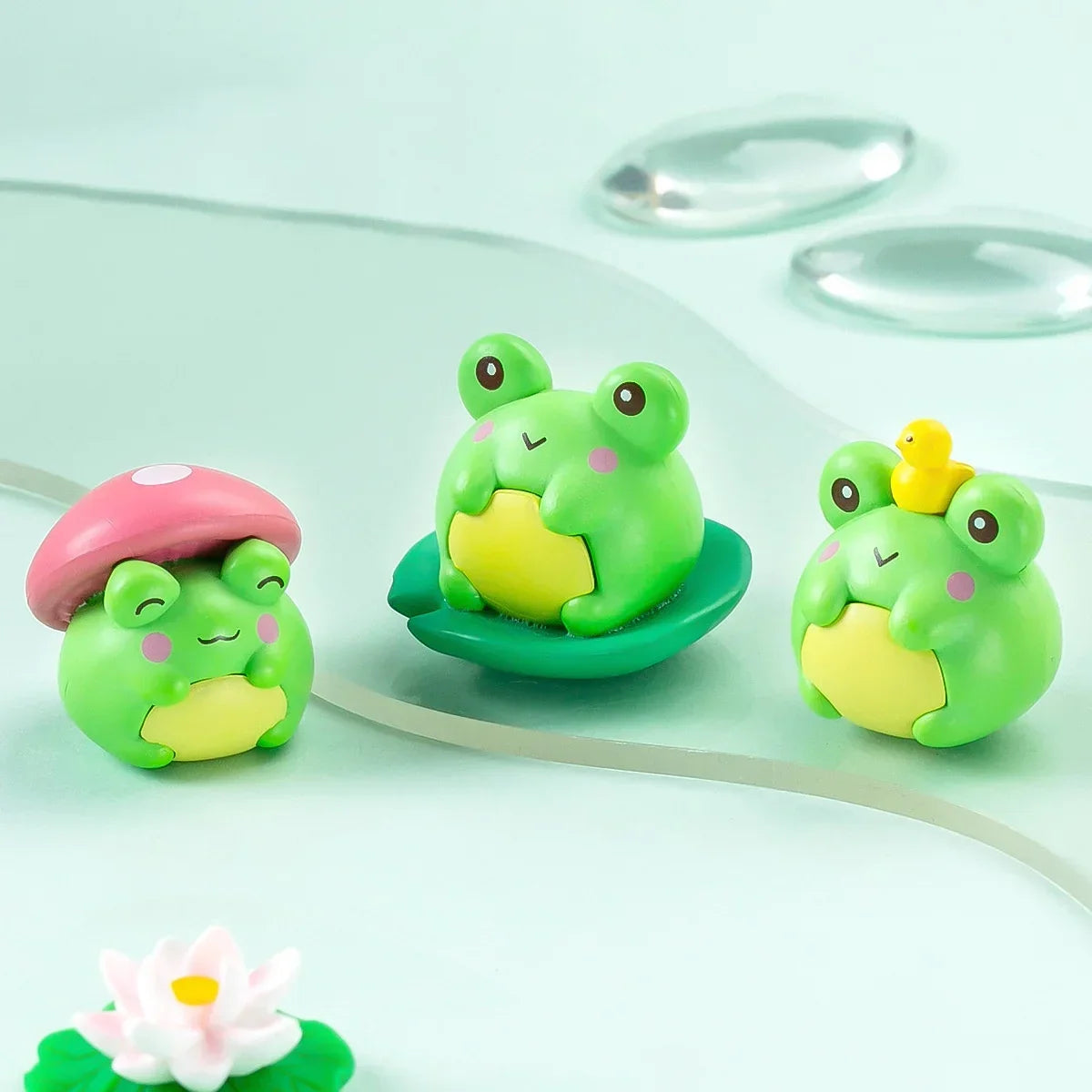 8pcs Funny Cute Holiday Frog Animal Car Decoration Pvc Craft Miniature Figure Tiny for Bonsai Microlandscape Fairy Garden Decor