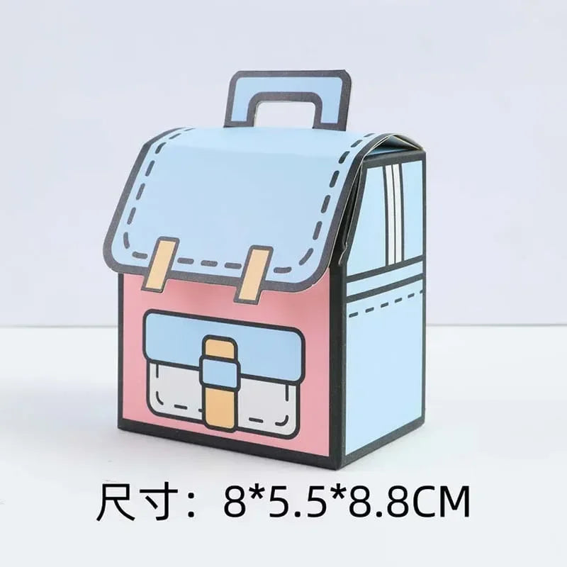 5PCS Creative Gifts Packaging Bags Cartoon School Bag Shape Candy Snack Self-lock Bags for Kids Birthday Party Decors Gifts