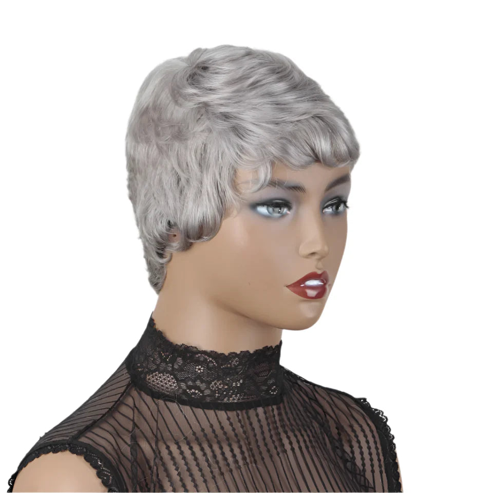 Rebecca Grey Bob Wig | Short Straight Pixie Human Hair with Bangs