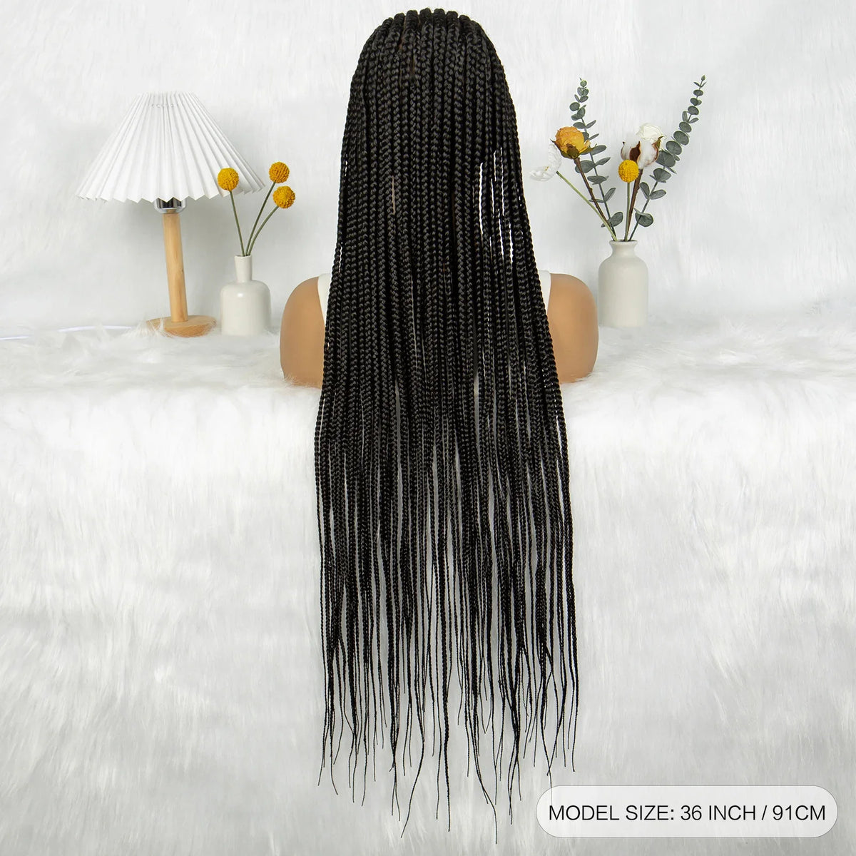 HD Transparent Full Lace Knotless Box & Cornrow Braids Wig