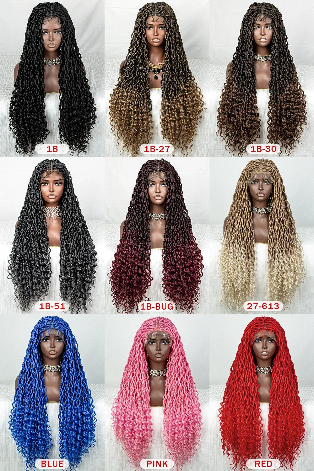 Colorful Dreadlocks & Water Wave Braids Wig | Lace Front | Baby Hair