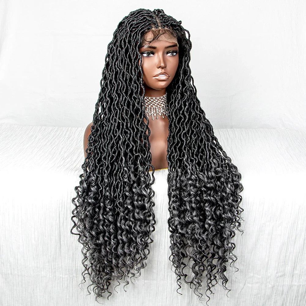 Colorful Dreadlocks & Water Wave Braids Wig | Lace Front | Baby Hair