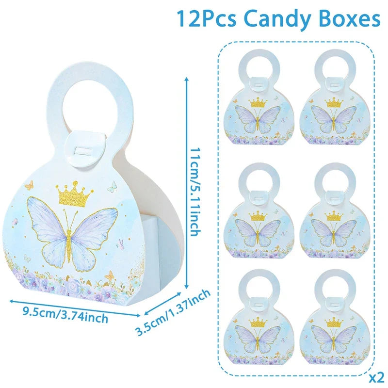 Butterfly Candy Gift Box Pink Purple Butterfly Birthday Party Decorations Kids Wedding Supplies Baby Shower Cookie Biscuit Box