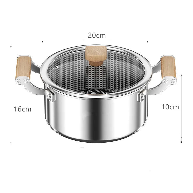 Stainless Steel Soup Pot Wok Honeycomb Non-stick Pot with lid Frying Pan Home Hot Pot Induction Cooker Gas Stove Universal Pan