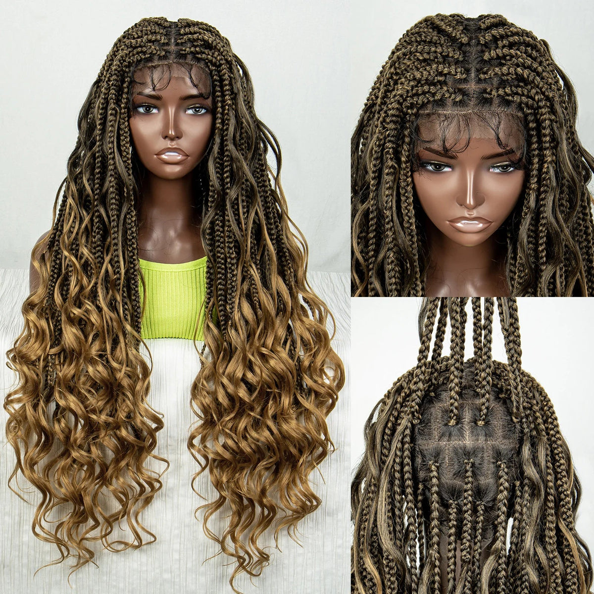 34" Ombre Curly Braids Wig | 1B/30 | Deep Wave | Full Lace | Baby Hair