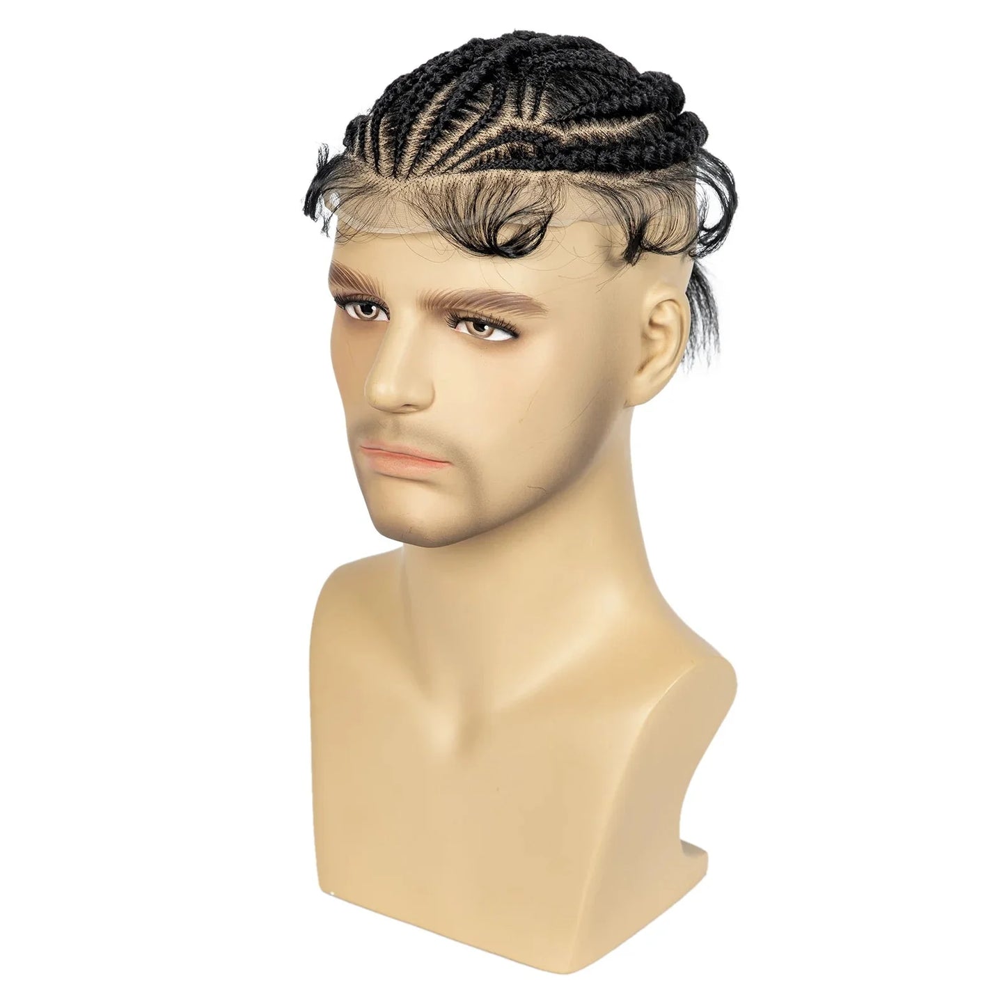 Men's HD Full Lace Cornrow Braided Toupee | Box Braids Wig | Synthetic Lace Front | African Men's Braids