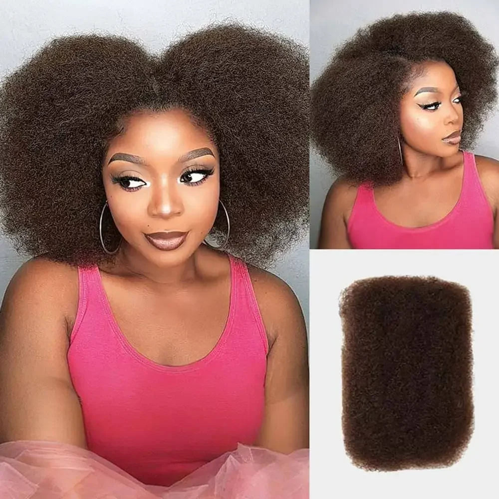 Brazilian Afro Kinky Bulk Human Hair for Braiding - Remy Hair Bundles (Natural Black)