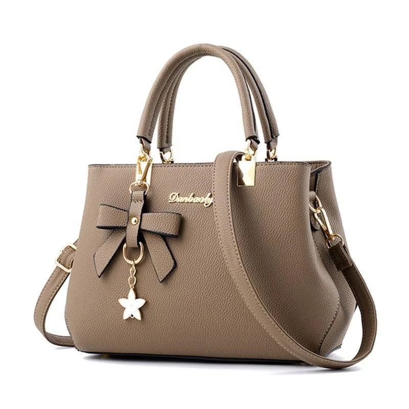 Famous Designer Brand Bags Women's Leather Handbags | Luxury Ladies Shoulder & Crossbody Purse (Fashion Tote with Rivets & Tassels)