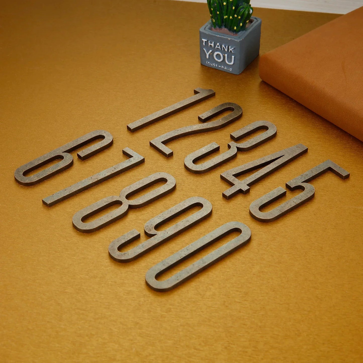 Bronze Door Number with Backing Adhesive 7cm Metal House Number Apartment Door Number for Outdoor Hotel Home Mailbox Label