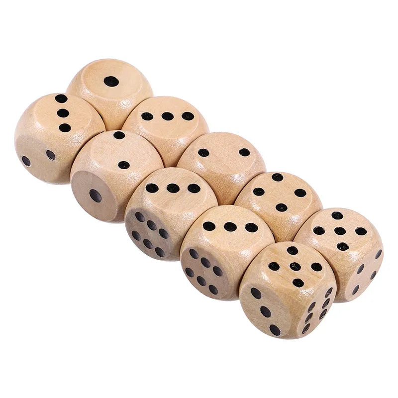 10Pcs/Set Wooden Dice Set Polyhedral Game Dice 6-sided Point Dice for Table Game Board Game Acessorios 16mm