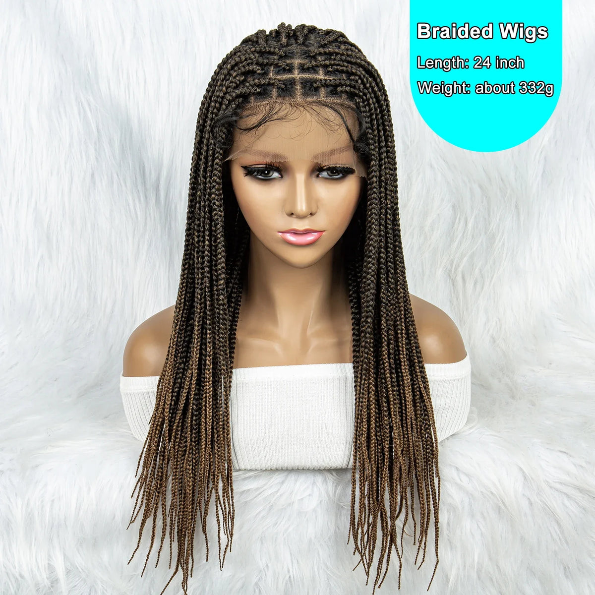 Colorful Knotless Box Braids Wig | Full Lace Front with Baby Hair