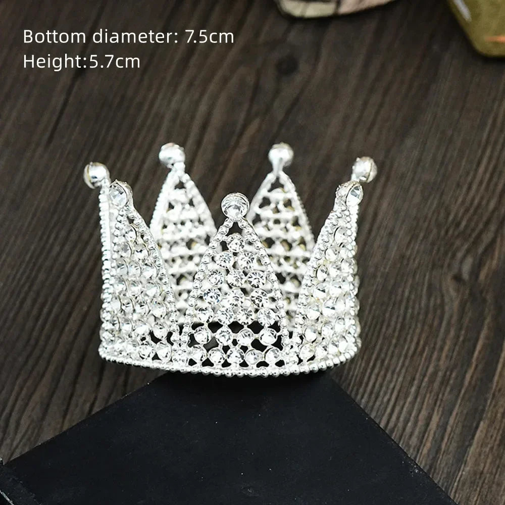 Rhinestone Crown Baking Cake Topper Headwear Decoration Children's Hair Accessories Princess Wedding Birthday Party Supplies New