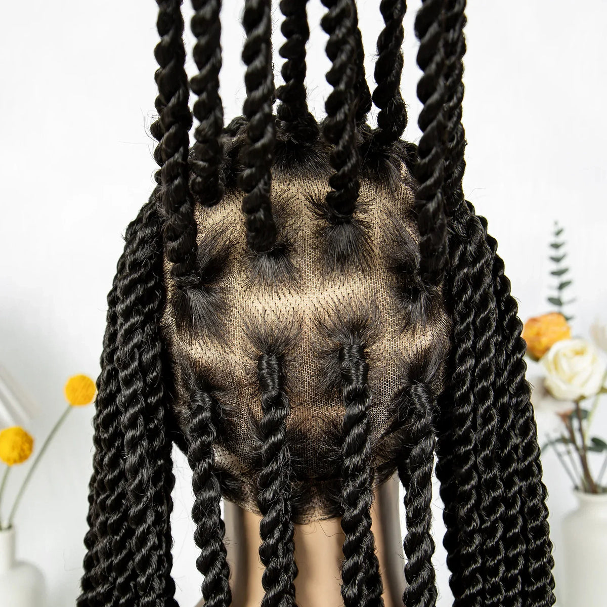 Real Shot High-Quality Twisted & Faux Locs Braided Wig | Transparent Full Lace Goddess Braids | Synthetic Hair for Black Women