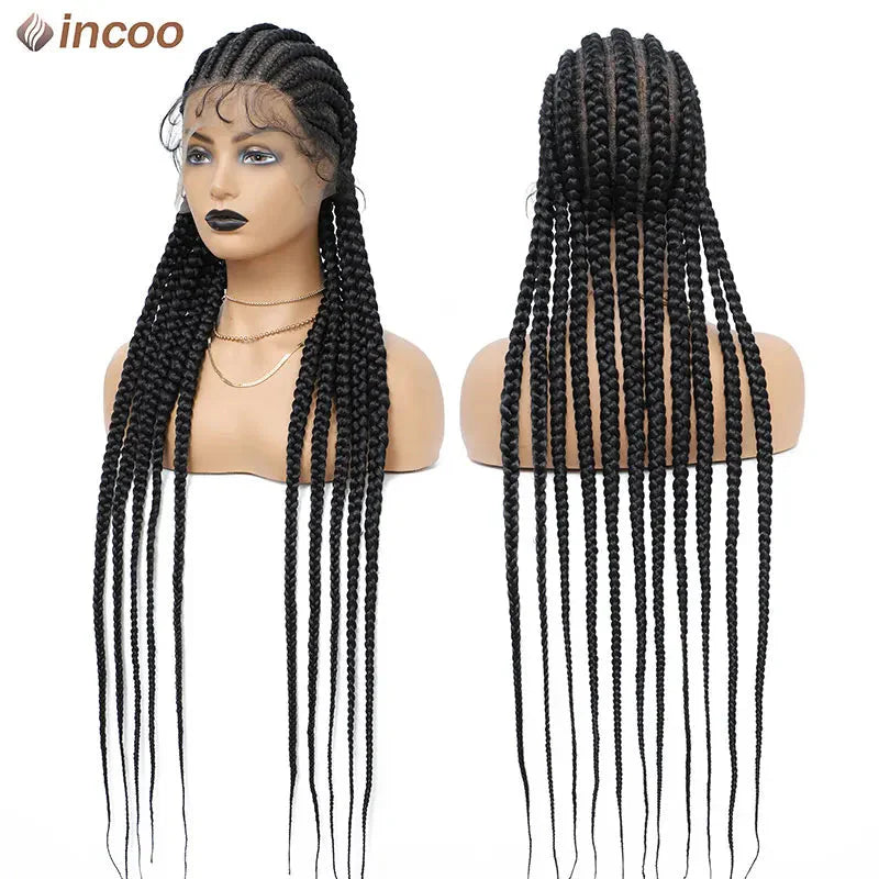 36" Twist Braids Lace Front Wig | Cornrow & Dutch Braids | Baby Hair | Synthetic Full Lace Wig