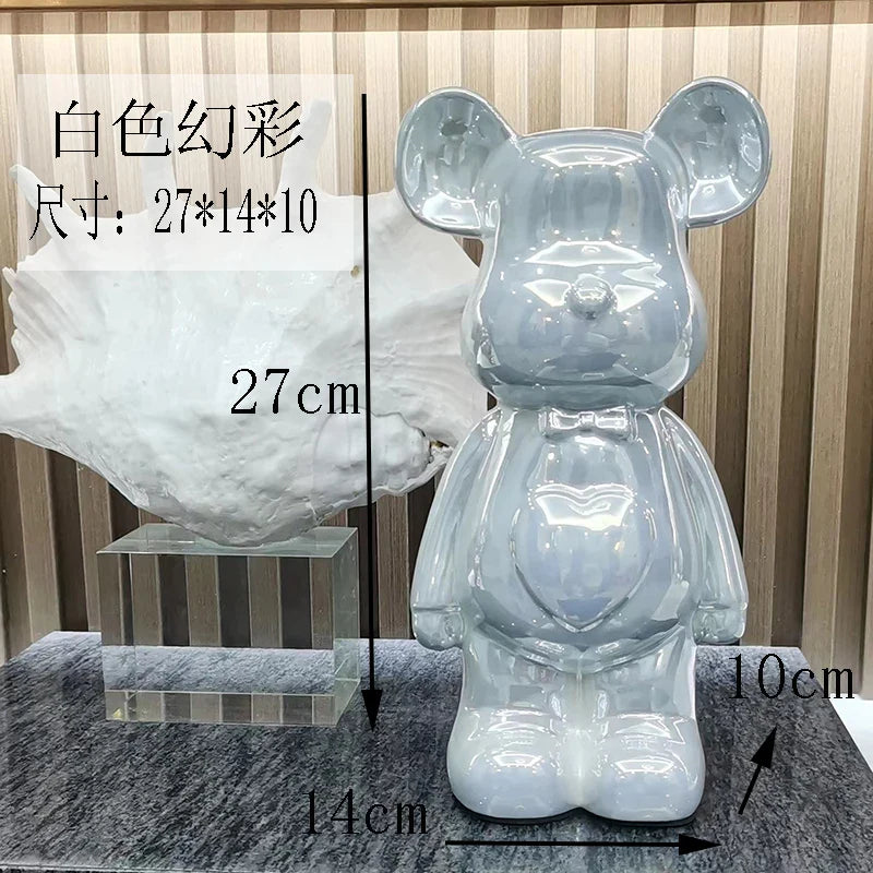 27/cm Ceramic Cartoon Teddy Bear Figurine Love Bear Ornament Living Room Small Piggy Bank Wine Cabinet Desktop Home Decoration