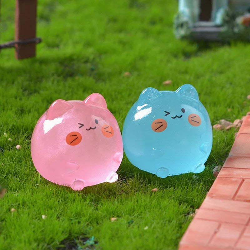 5-50pcs  Mini Cartoon Cat Luminous Ornament Crafts Miniature Figures Tiny Micro Landscape Home Decoration Accessories Gifts
