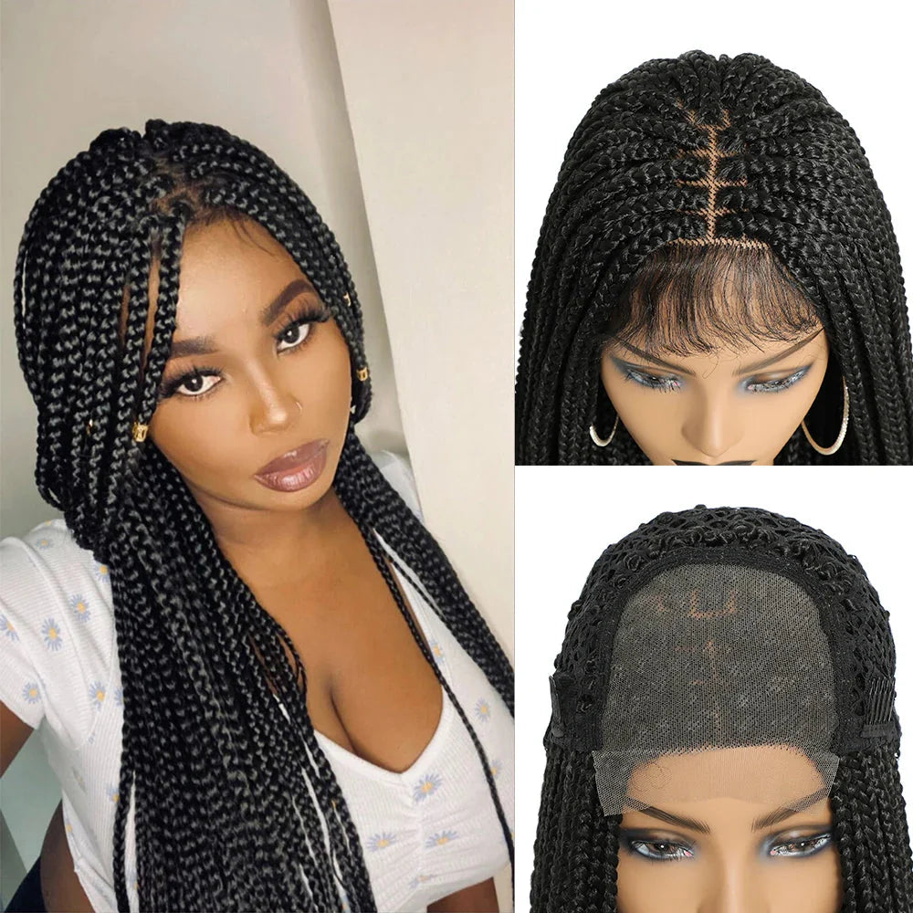 30" Ombre Box Braided Lace Wig | 4x4 | Twist Accents | Baby Hair | Synthetic Cosplay & Daily Wear