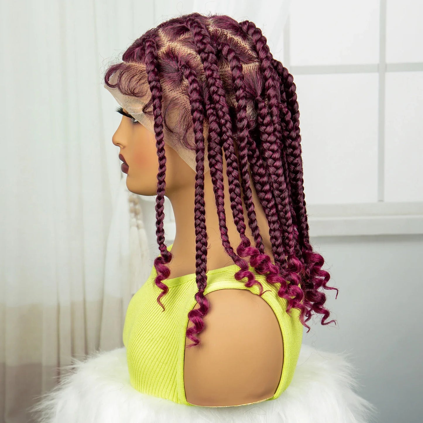 Natural Curly Ends Knotless Braids Wig | Transparent Full Lace | Baby Hair
