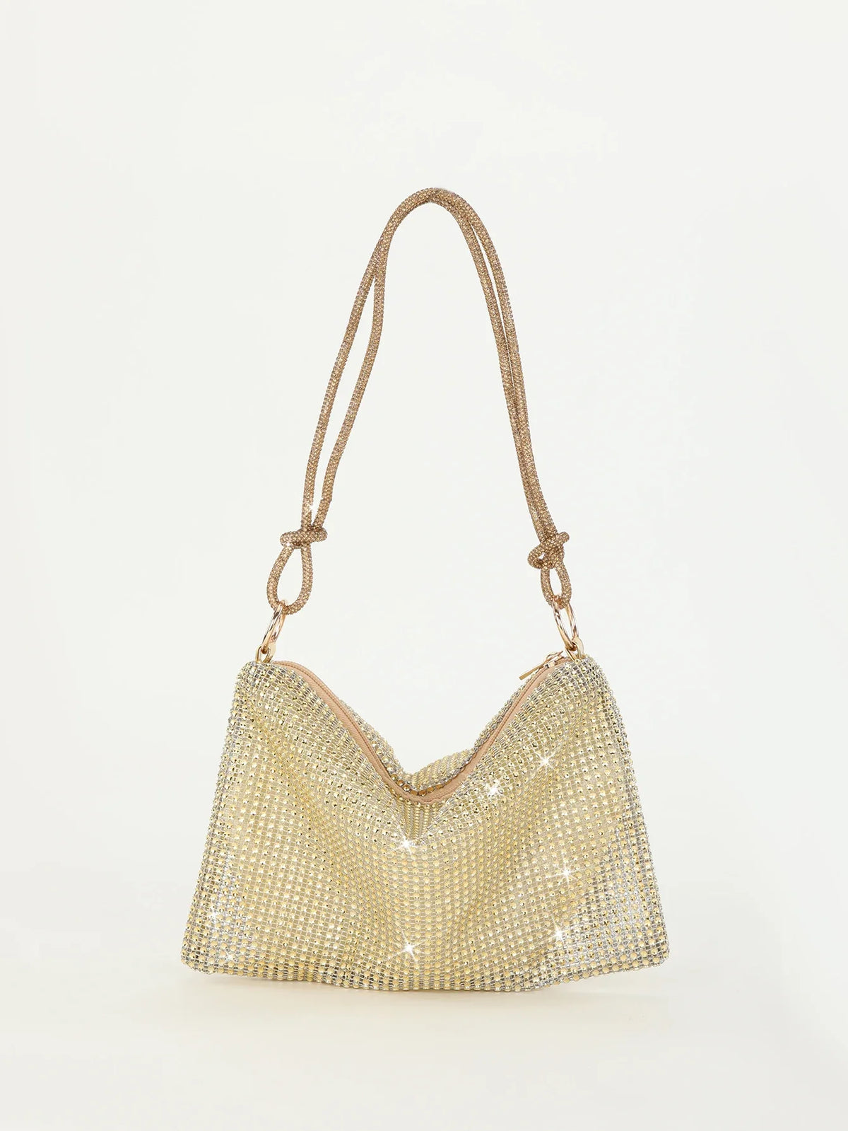 Shiny Rhinestone Woman Handbags | Underarm Crescent Evening Bag for Weddings, Parties & Gatherings (Sparkling Half Moon Purse)