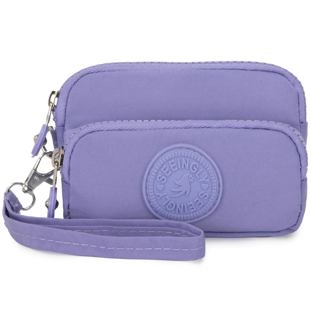 New Waterproof Coin Purse with Key Ring | Solid Color Card Holder & Large Capacity Wear-Resistant Handbag (Unisex Storage Bag)