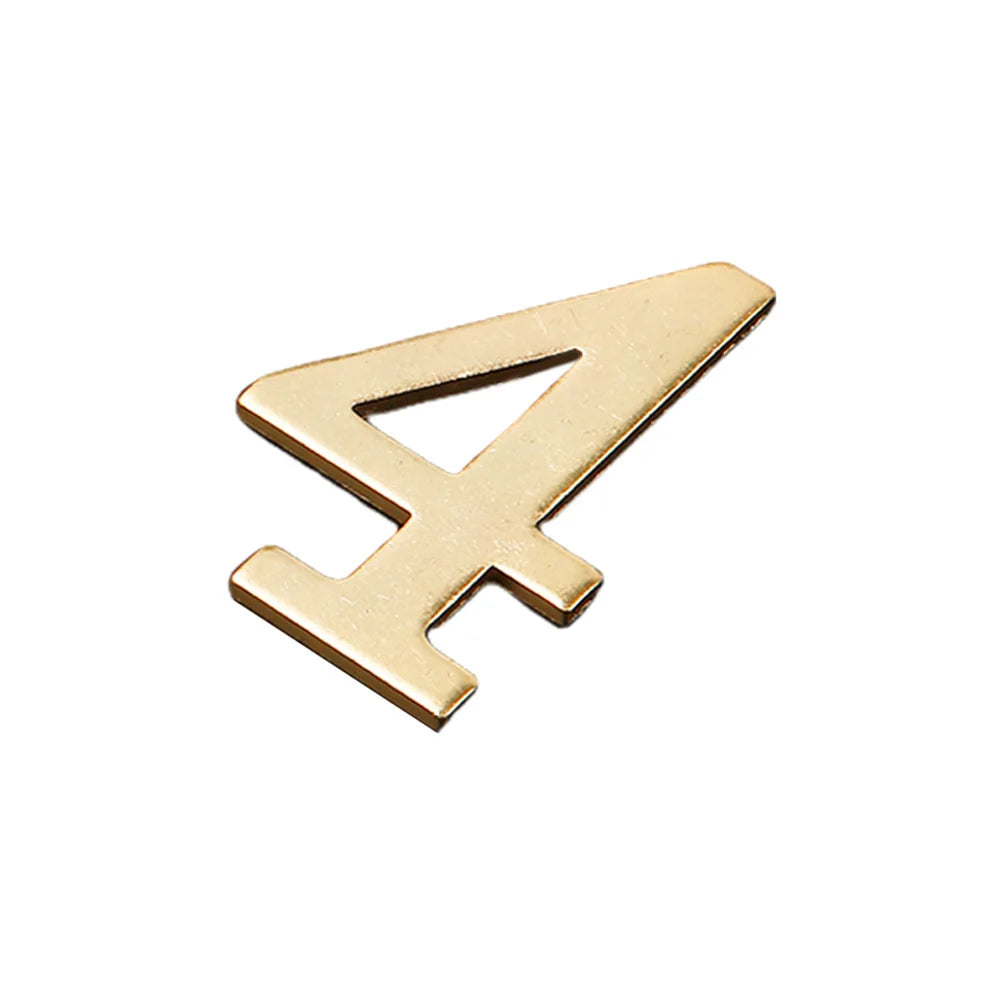 Golden Metal Door Number with Backing Adhesive 7*4cm House Number Apartment Door Number for Outdoor Hotel Home Mailbox Label