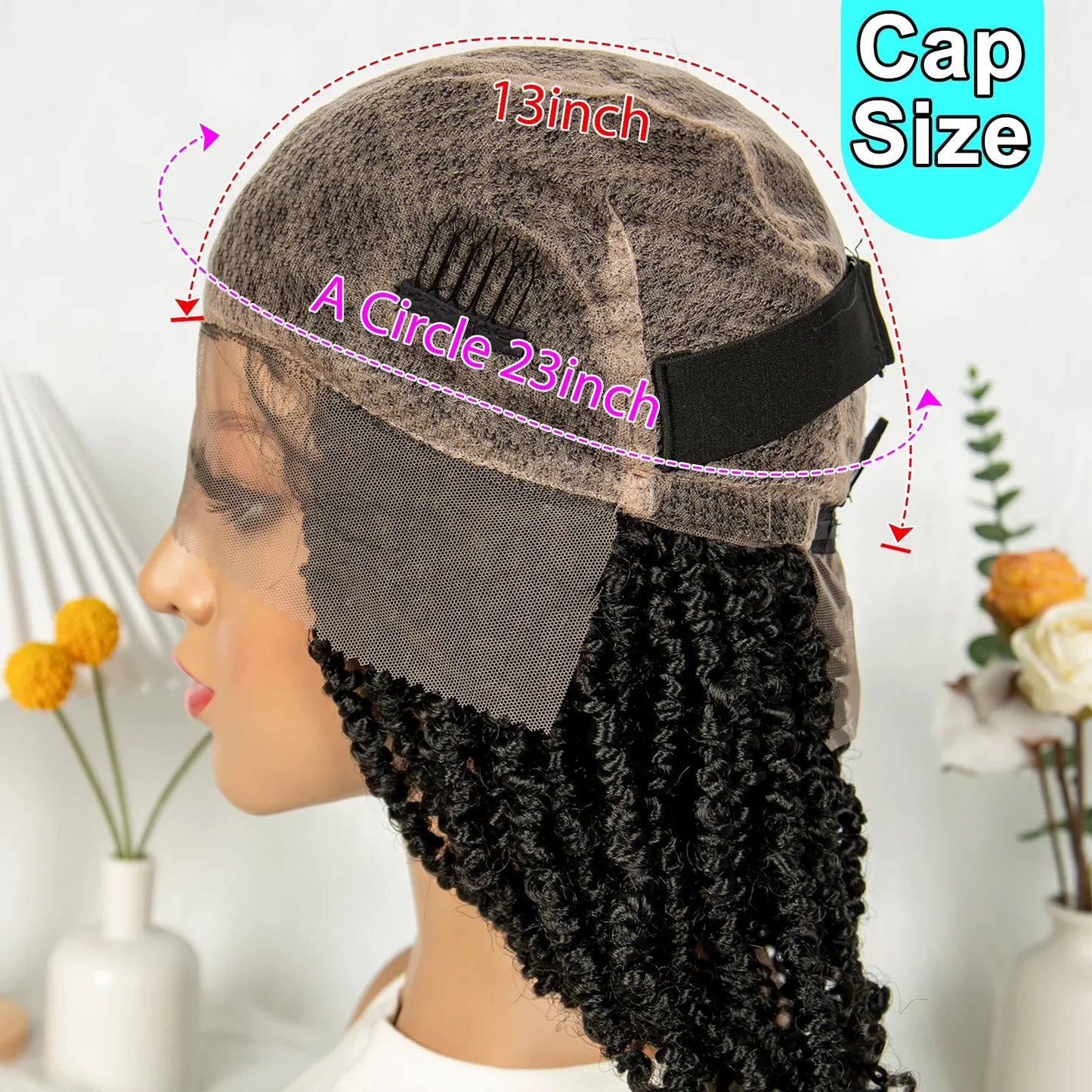 Short Length Box Braided Wig Full Lace Braided Wig Curly Hair With Baby Hair Braiding Wig Twisted Dreadlocks Wig For Women