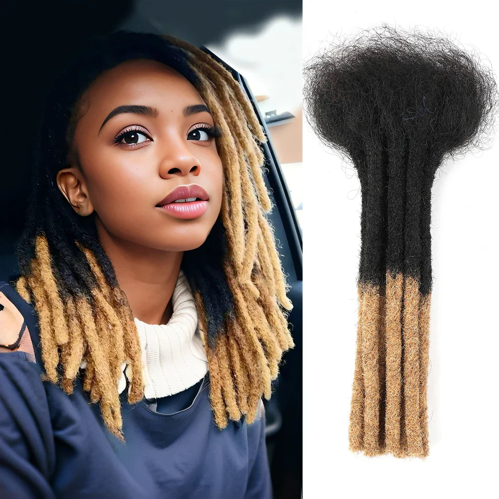 Brazilian Human Hair Dreadlocks Extensions | Crochet Braids | Microlocks | T27 Honey Blonde | 10 Strands | 0.6cm