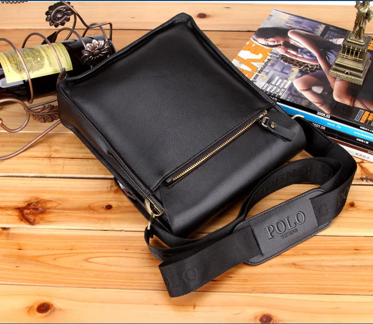 Polo Vertical Men's Crossbody Bag | Leisure Business Single Shoulder Bag (PU Leather, Solid, Versatile Trend)