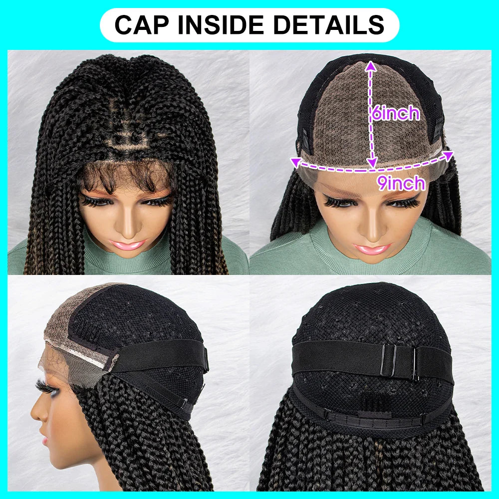 Gradient Water Wave Knotless Box Braids Wig | 9x6 Lace Front | Baby Hair