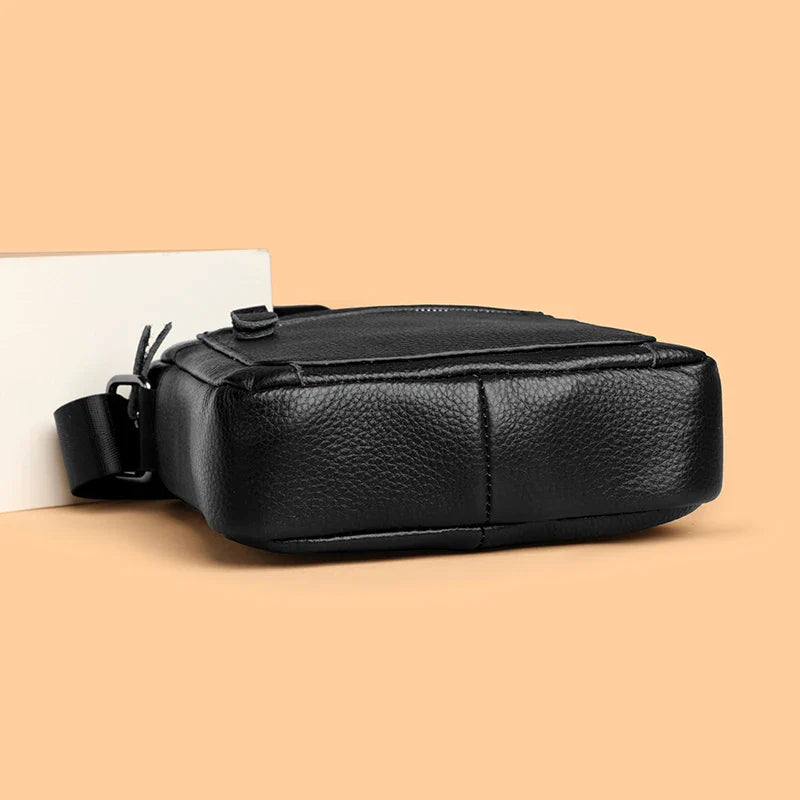 High Quality Genuine Leather Men's Shoulder Bag | Cow Leather Casual Daily Use Crossbody Purse & Handbag (Soft, Solid Color)